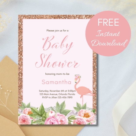 Free Editable Invitation Flamingo