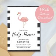 Free Editable Invitation Stylish Flamingo
