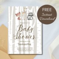 Free Editable Invitation Woodland Birch