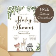 Free Editable Invitation Woodland Greenery