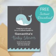 Free Editable Invitation blue whale