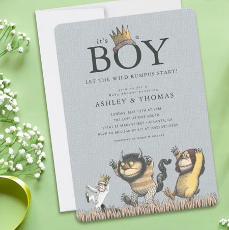 Where the Wild Things Are Boy Baby Shower Invitation