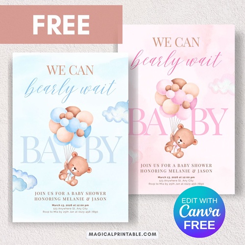 free we can bearly wait invitations