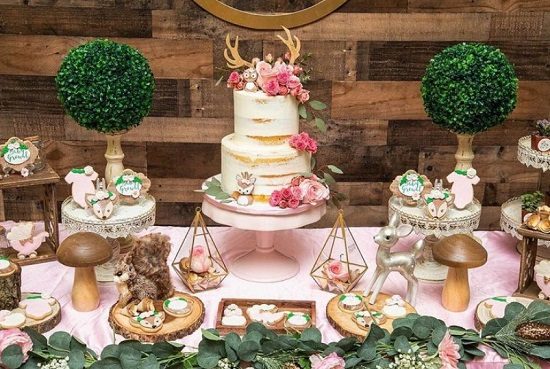girl Beautiful woodland baby shower