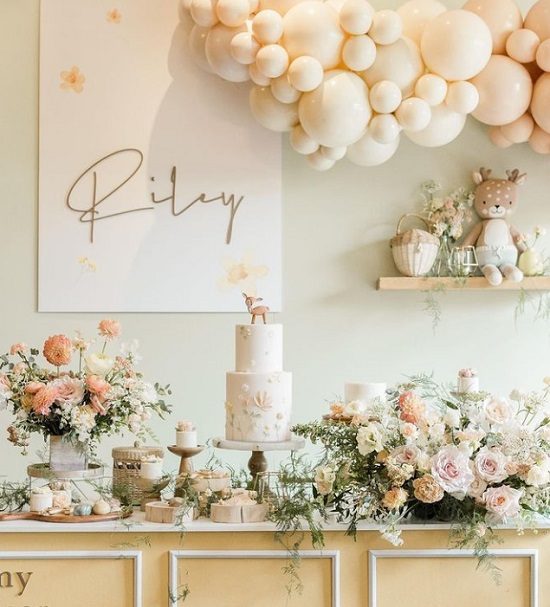 ivory woodland baby shower theme