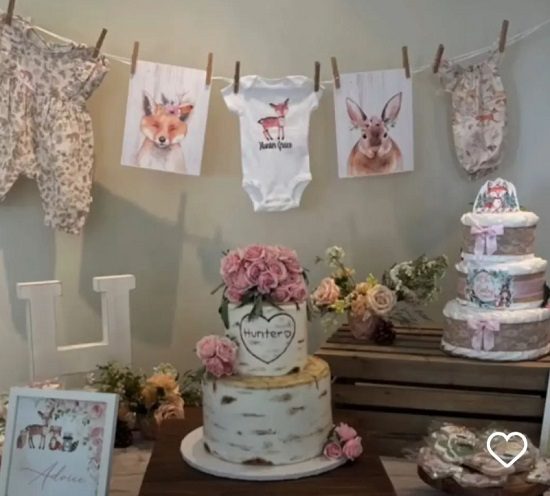 pink girl woodland baby shower themed decors