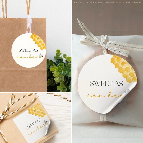 sweet as can bee baby shower tags stickers