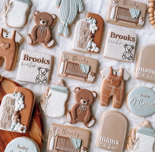 sweet baby boy sugar cookies in teddy bear theme