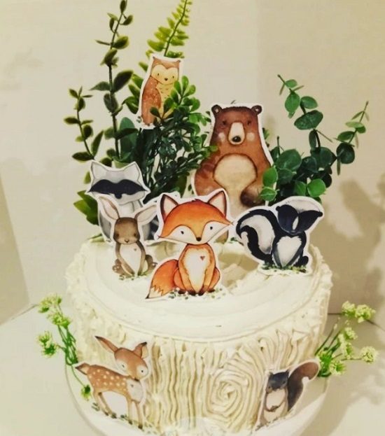 woodland baby shower cake