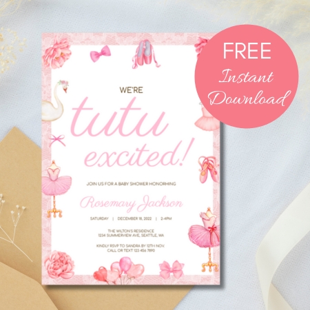 Free Editable Invitation Tutu Ballerina