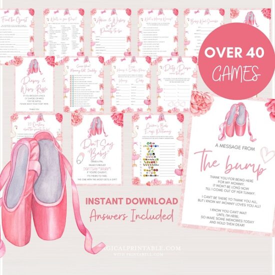 Printable Ballerina Baby Shower Games