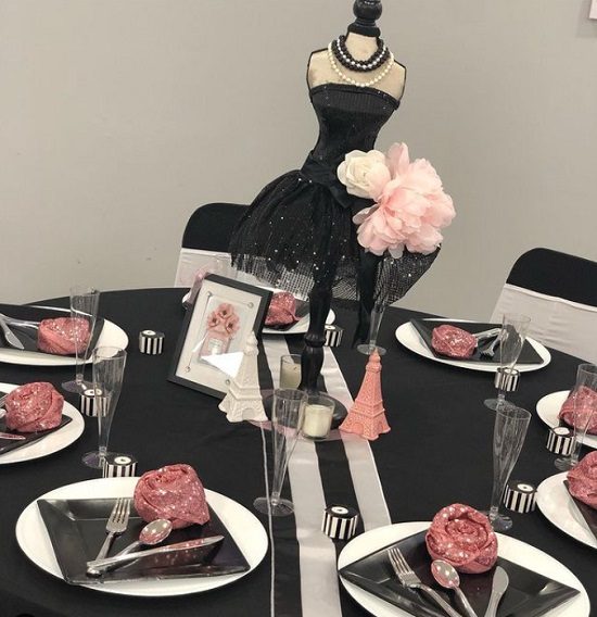girl black dress centerpiece
