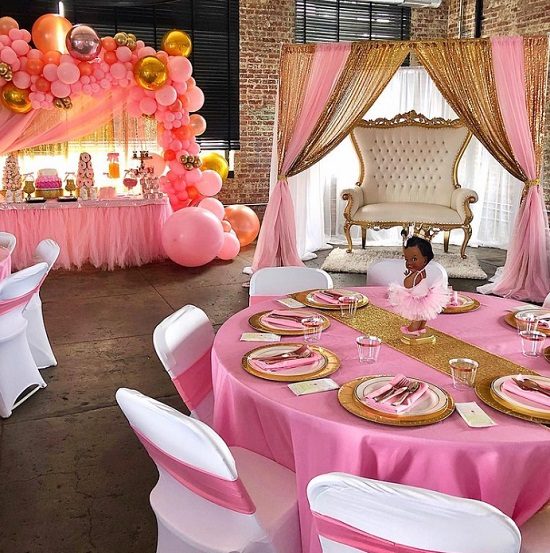 pink and gold princess ballerina baby shower