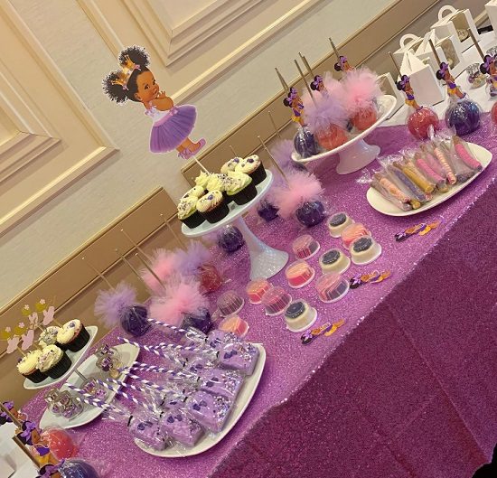purple ballerina baby shower treats