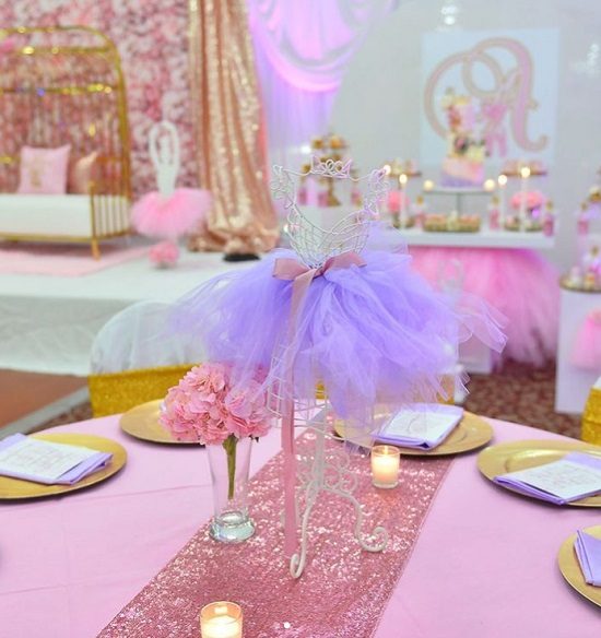 purple tutu mannequin centerpiece