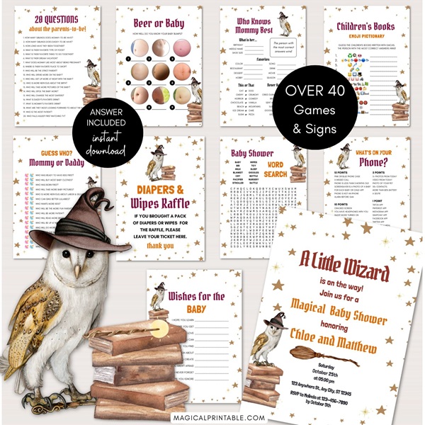 Wizard baby shower games printable