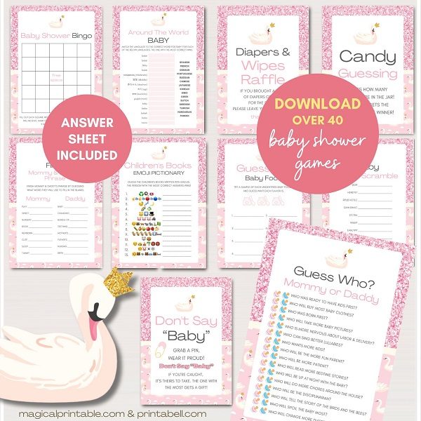 swan princess baby shower games printable