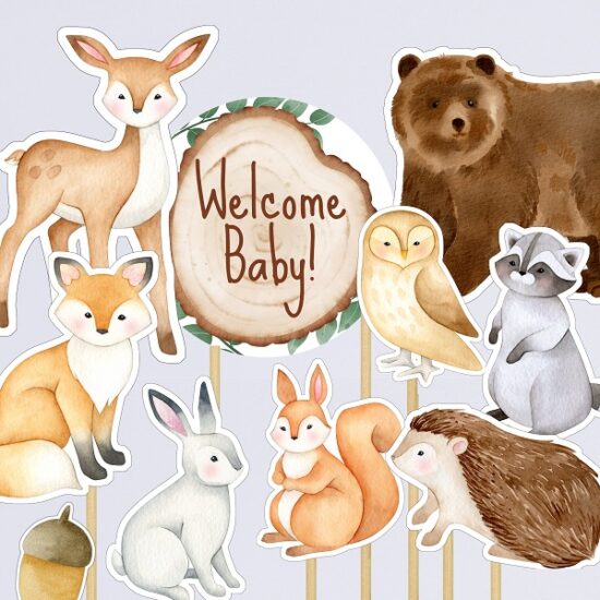 welcome baby woodland baby shower centerpiece