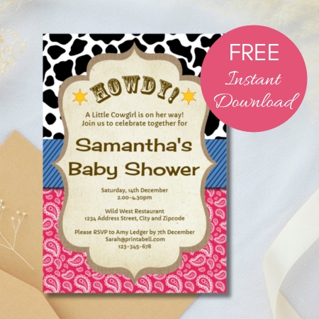 Free Editable Invitation cowgirl