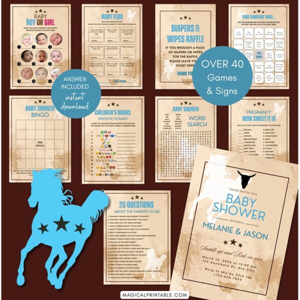 blue wild west baby shower games