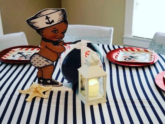 adorable sailor baby shower centerpiece prop