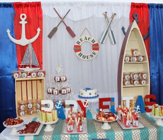 ahoy its a boy baby shower dessert table