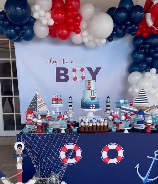ahoy its a boy baby shower dessert table