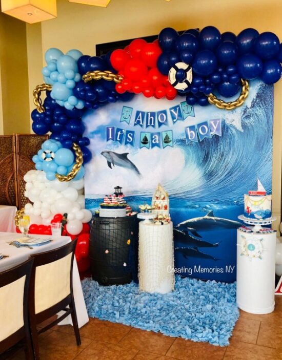 ahoy its a boy party backdrop