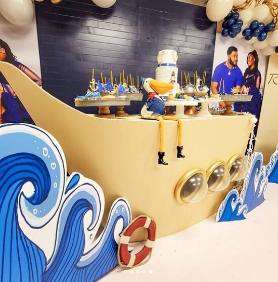 amazing nautical boat dessert table and wave props