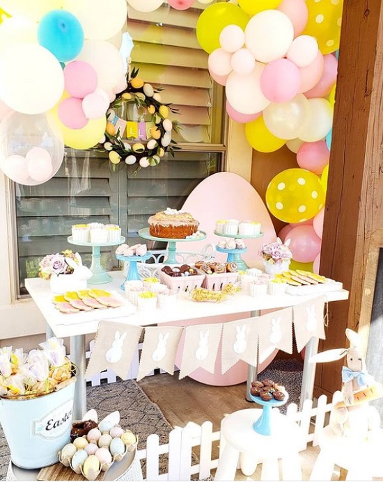 cute and chic easter baby shower dessert table