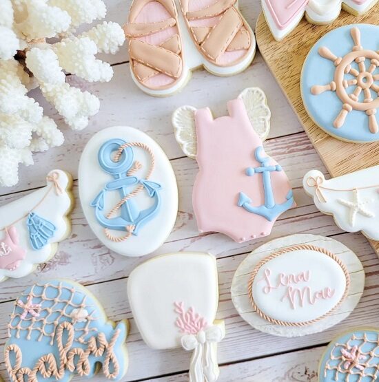 girl nautical themed sugar cookies