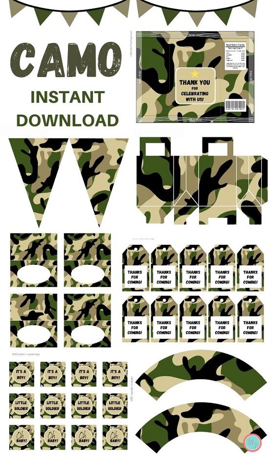 Camo Baby Shower Party Printable