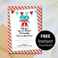 Free Editable Invitation thing 1 thing 2 dr seuss