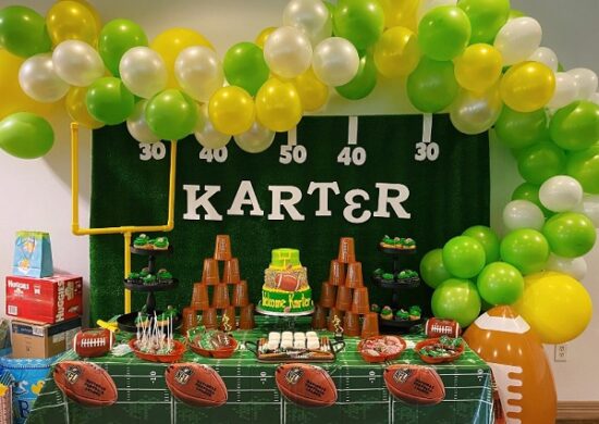 footbal themed baby shower decors