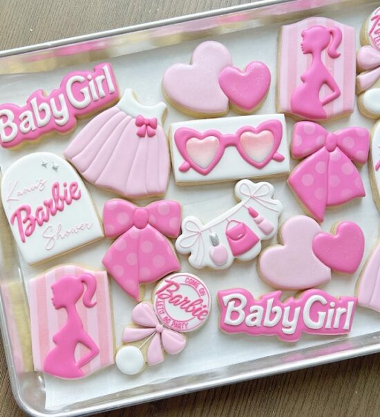 barbie baby shower cookies
