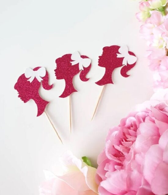 glitter barbie cupcake toppers