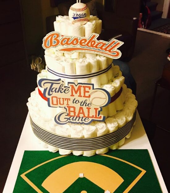 vintage baseball diaper cake