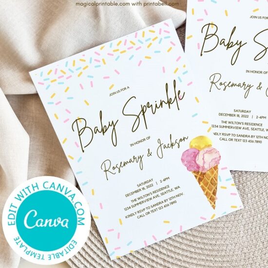 Editable Ice cream Invitation