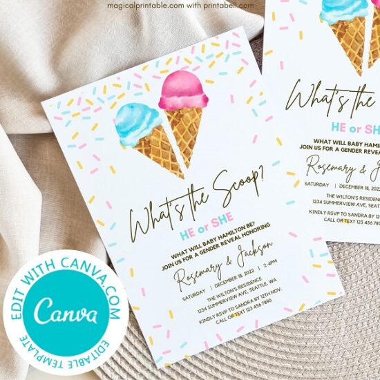 What's the Scoop Gender Reveal Invitation