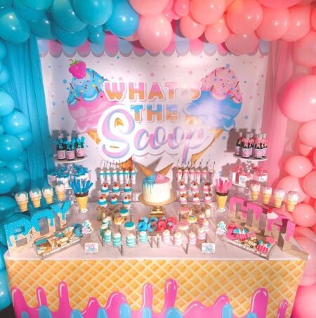 boy or girl whats the scoop gender reveal dessert table