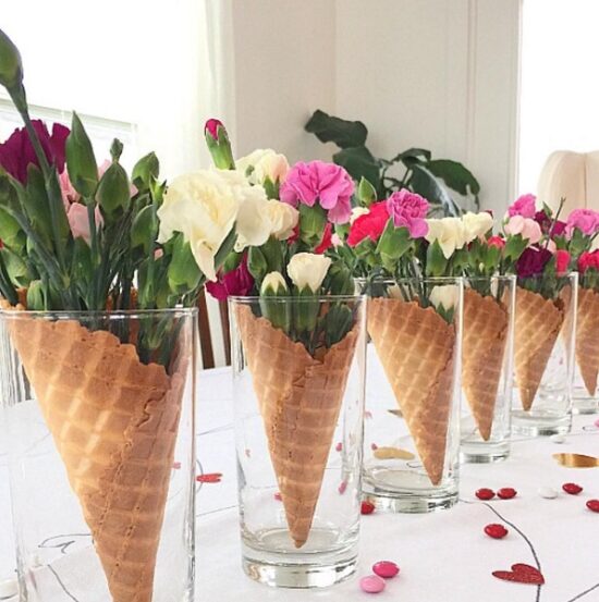 ice cream baby shower centerpiece flower arrangement