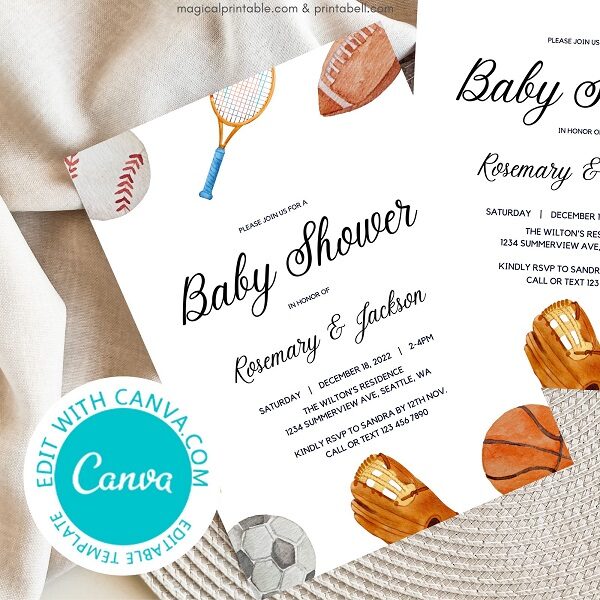 Editable AllStar Sport Party Invitation