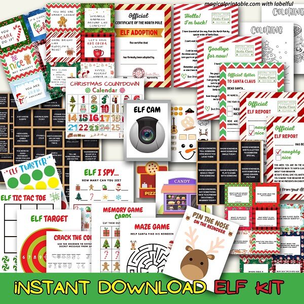 editable elf on kit letters and bundle printable
