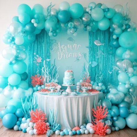 under the sea themed party in coral and aqua baby shower inspiration