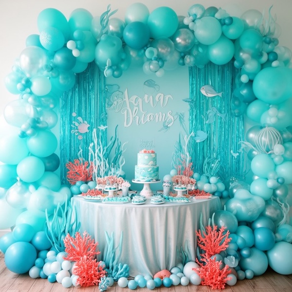 under the sea themed party in coral and aqua baby shower inspiration