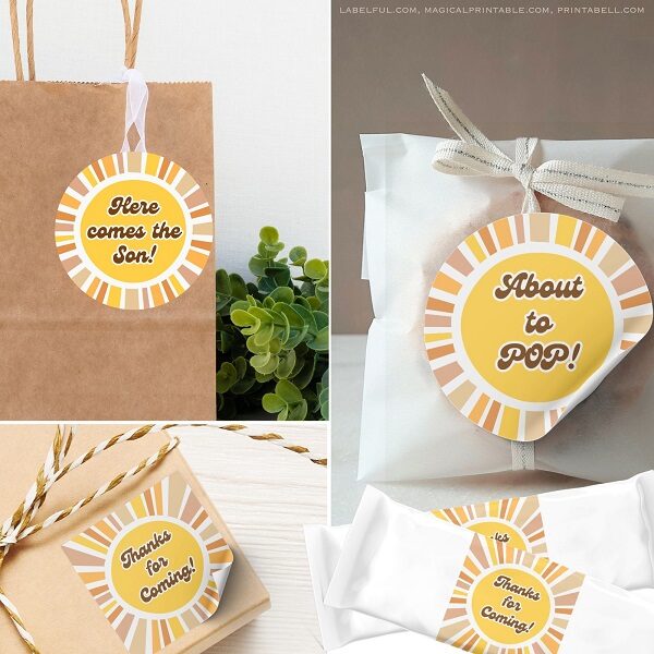 you are my son sunshine baby shower tags stickers