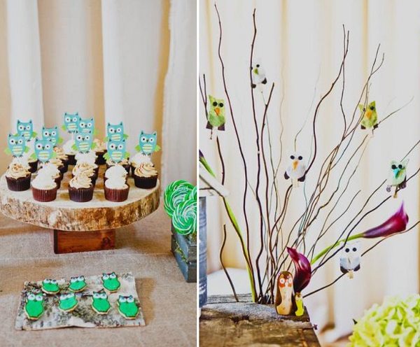 cute owl cupcake toppers and owls on wishing tree