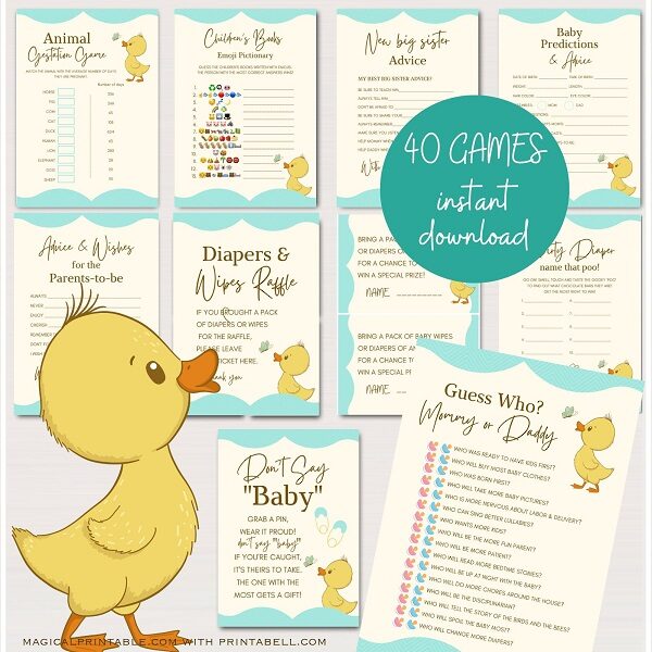 Rubber Duck Baby Shower Games Bundle
