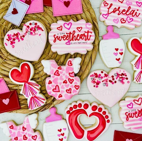 Sweetheart baby shower sugar cookies