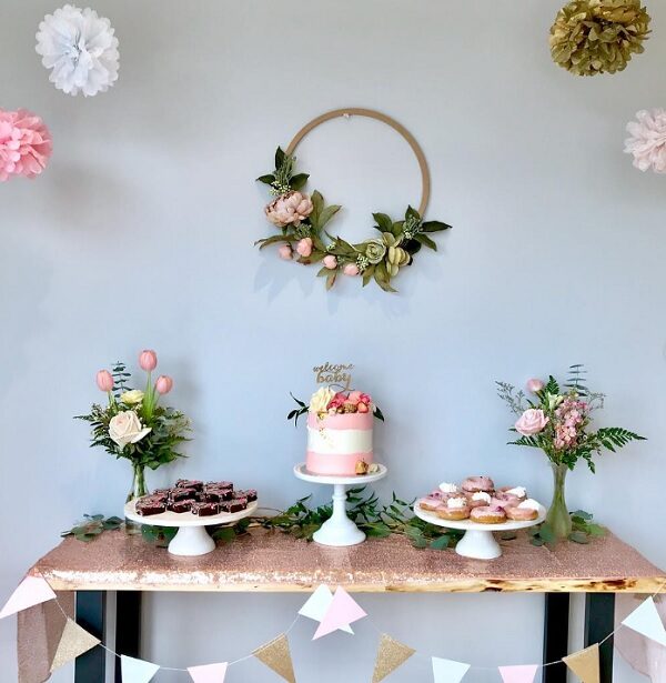 Valentine's Day baby shower sweet table